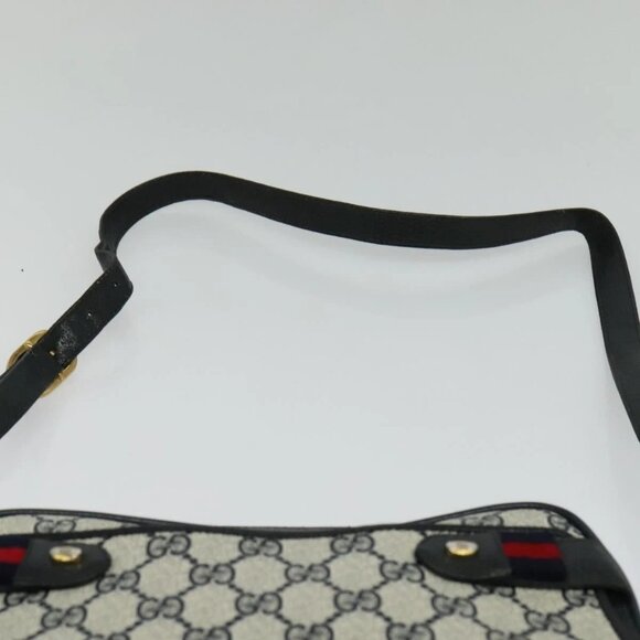 GUCCI GG Supreme Sherry Line Shoulder Bag PVC Navy Gold - Picture 7 of 15